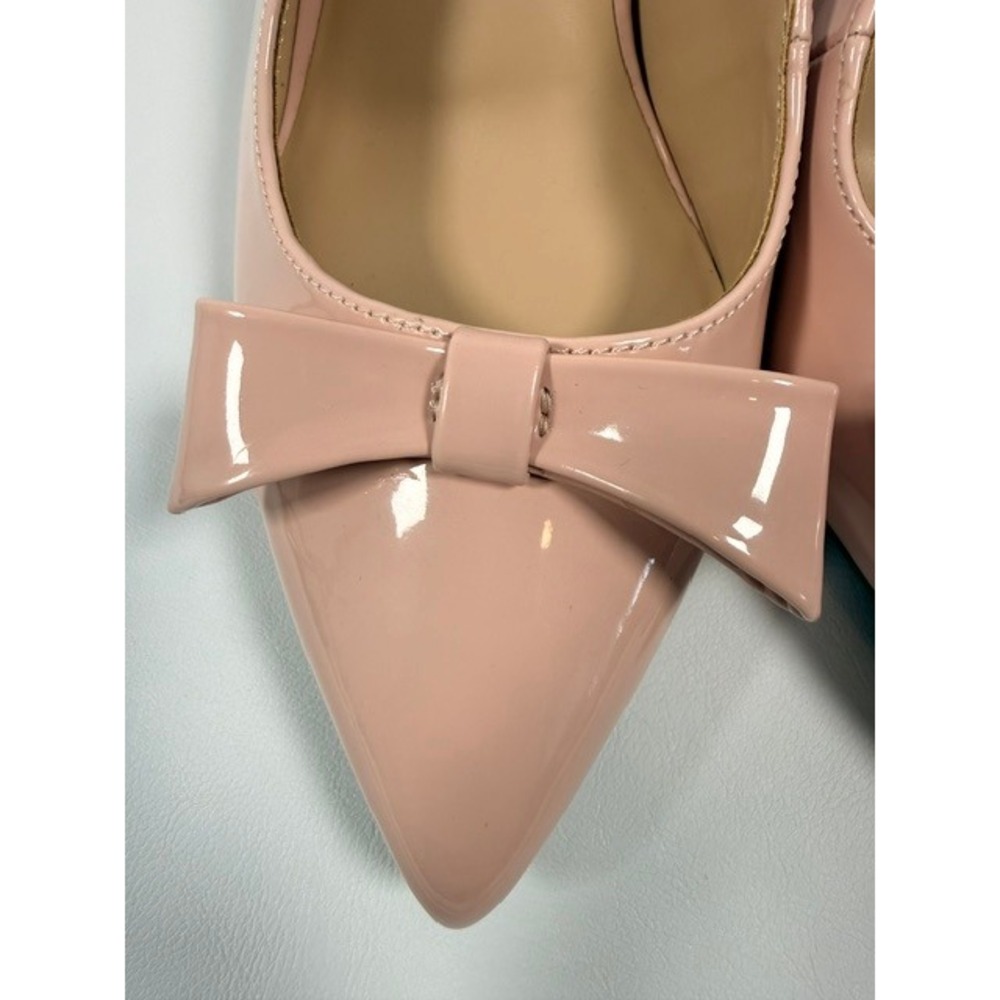 Bandolino Pink Patent Slingback Pumps Bow Pointed Toe Heels Size 8.5 M